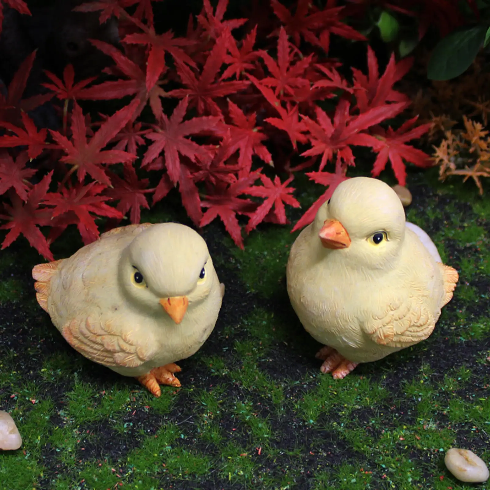 Realistic Garden Statues Chick Sculpture Lovely Animal Figurine Art Resin Crafts for Courtyard Patio Fairy Garden Lawn Decor