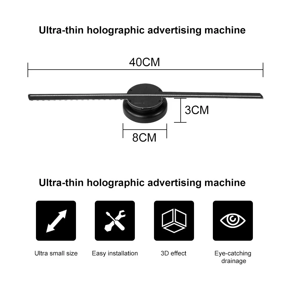 2021 3D Holographic Projector Stereo Fan High-Definition LED Screen Wall-Mounted Suspended APP Multifunction NewShop Advertising