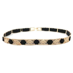 Gold chain belt elastic women's elastic belt, big flower, metal, Kiting, gold decoration, luxury designer, high quality