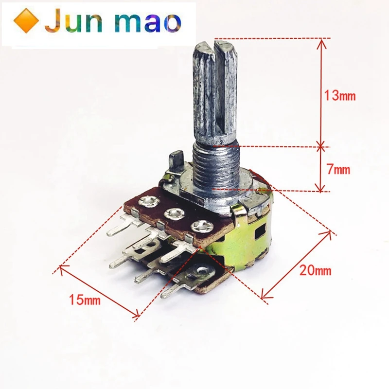 1pcs WH148 B1K B2K B5K B10K B20K B50K B100K B500K 6Pin 20mm Shaft Amplifier Dual Stereo Potentiometer 1K 2K 5K 10K 50K 100K 500K