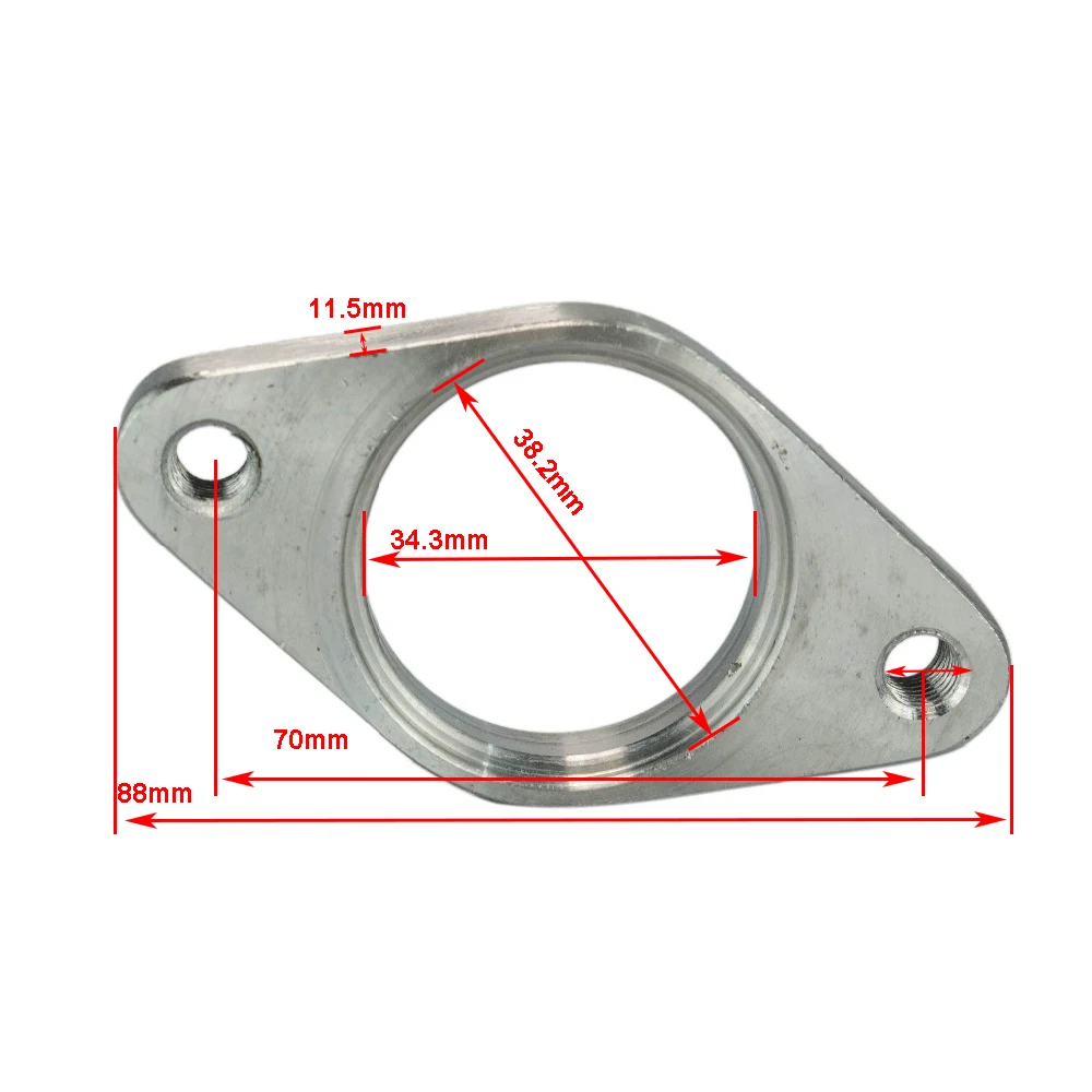 RESO--STAINLESS Staal Wastegate Dump Pijp 2 Bolt Flens Met Draad 38Mm Turbo