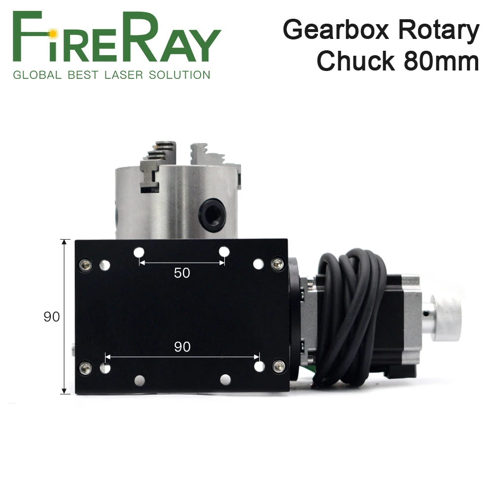 Fireray Gearbox Rotary Worktable Chuck 80mm for Laser Marking Welding Cutting Machine