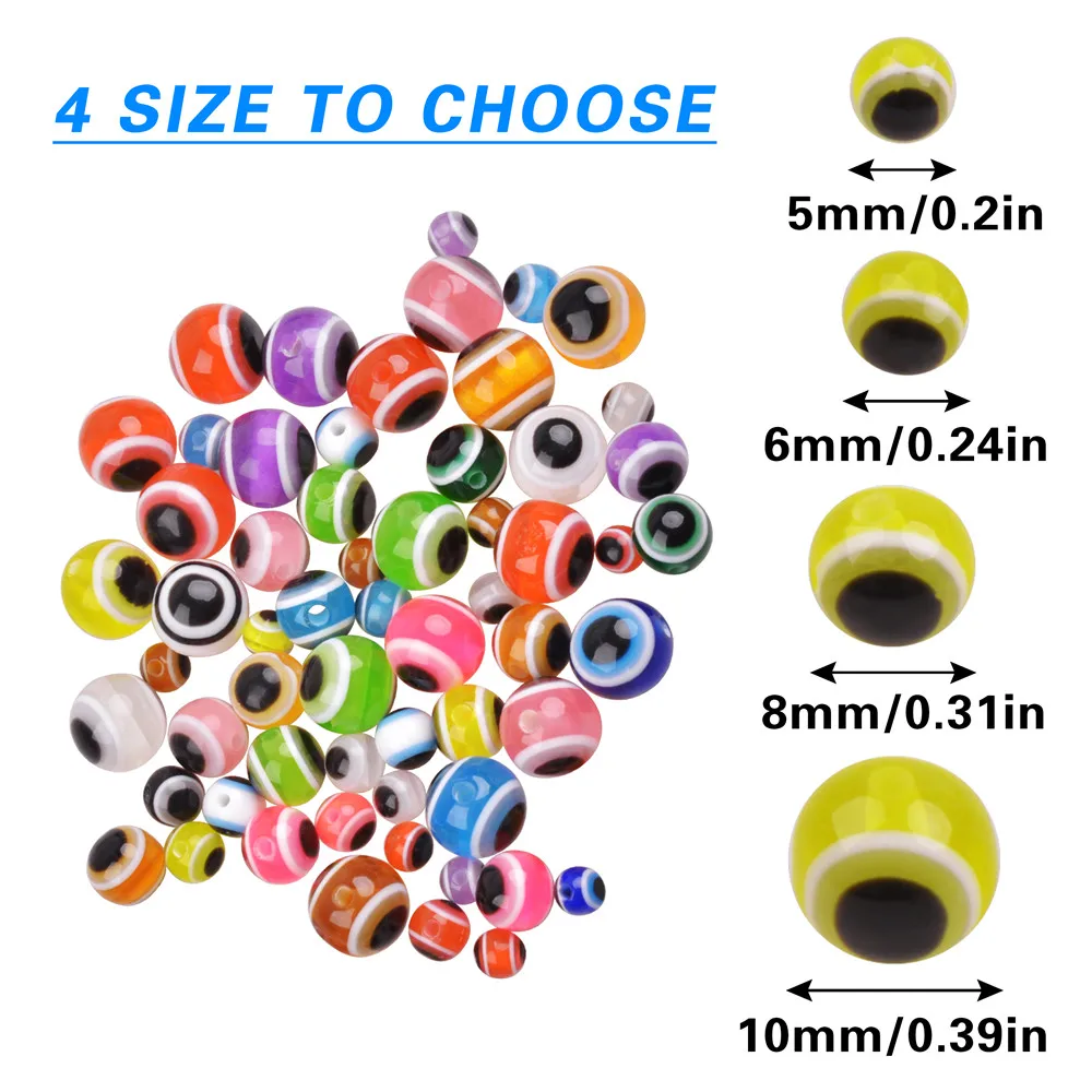 100Pcs Fish Eye Fishing Beads 5/6/8/10mm Mixed Color Carolina Rigs Taxes Rigs Fishing Beads DIY Kit Bass lure Fishing Tackle