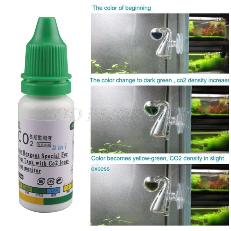 15ml Aquarium CO2 Indicator Solution Monitor Fluid Glass Carbon Dioxide Checker Drop Shipping