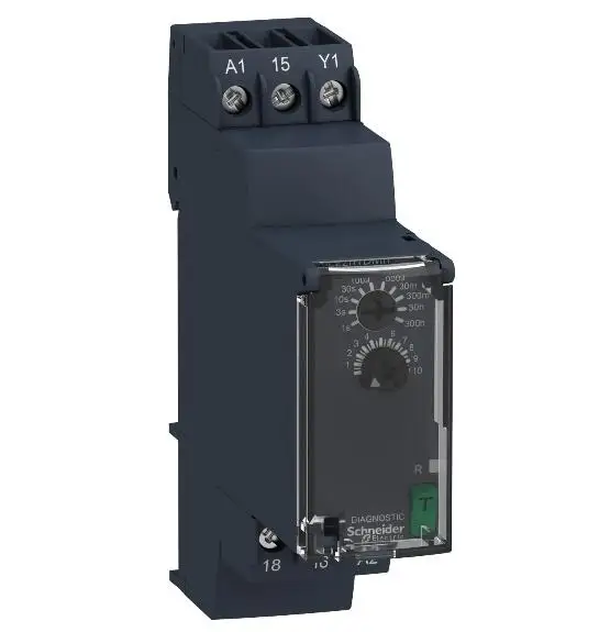 RE7MA13BU is replaced by RE22R2ACMR Modular timing relay, 8 A, 0.05 s…300 h, 2 CO, on delay and off delay, 24...240 V AC/DC