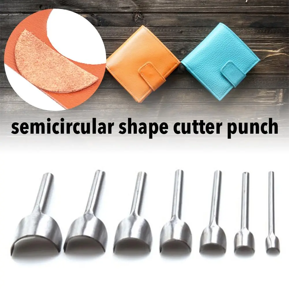 7PCS/Set Leather Craft Half-Round Cutter Punch Tools Cut Craft Punch Belt End Cutter Sewing Tool 10 - 40mm