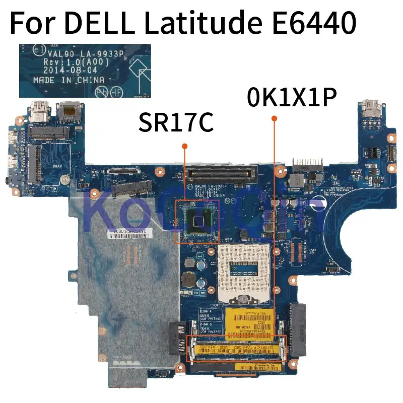 

For DELL Latitude E6440 Notebook Mainboard CN-0K1X1P 0K1X1P VAL90 LA-9933P Laptop Motherboard SR17C DDR3