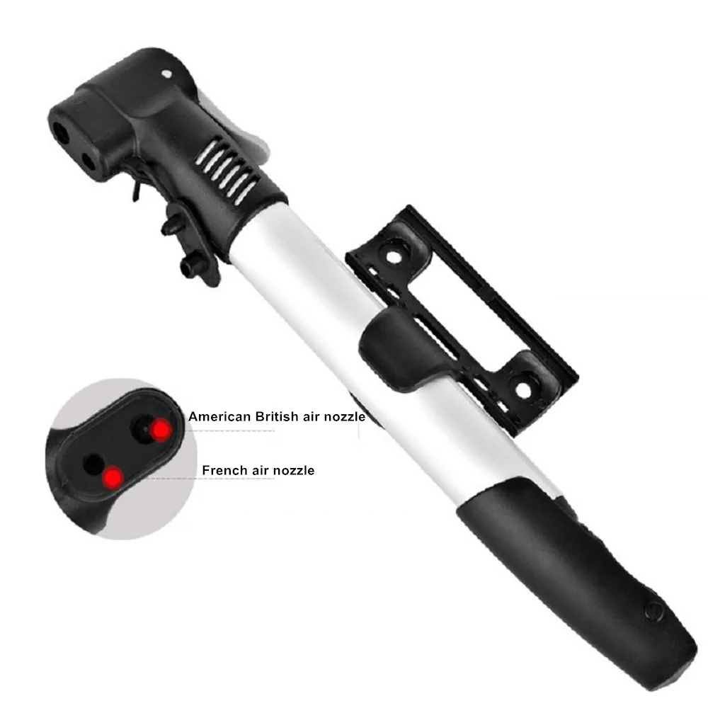 Mini Bike Pump, Portable Bicycle Air Inflator, Fits Presta and Schrader, Road Mountain MTB Bikes, No Valve Changing Needed