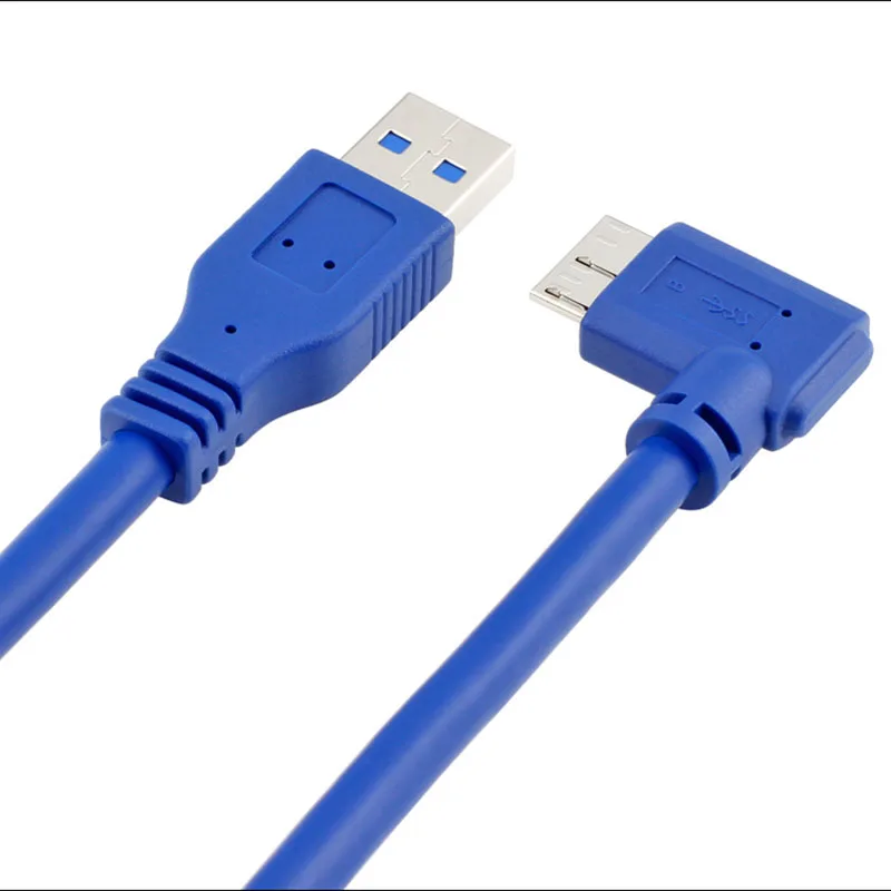 كابل USB 3.0 Type A ذكر إلى Micro B ذكر بزاوية 90 درجة 5 جيجابت في الثانية ، كابل لكاميرا SLR/قرص صلب متنقل 0.6 متر/1 متر