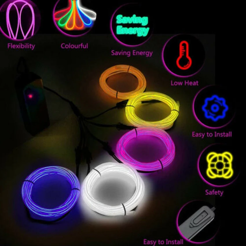 LED Neon Luz Fiação Acessórios, EL Wire Splitter Cable Conectores, Atmosfera Lâmpada Acessórios, 1 a 2, 3, 4, 5 Way