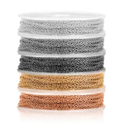 Câble plat en acier inoxydable JOBulk pour bijoux à bricoler soi-même, argent, or rose, matériaux de collier JO1 mm, 1.5mm, 2mm, 2.5mm, rouleau de 10m