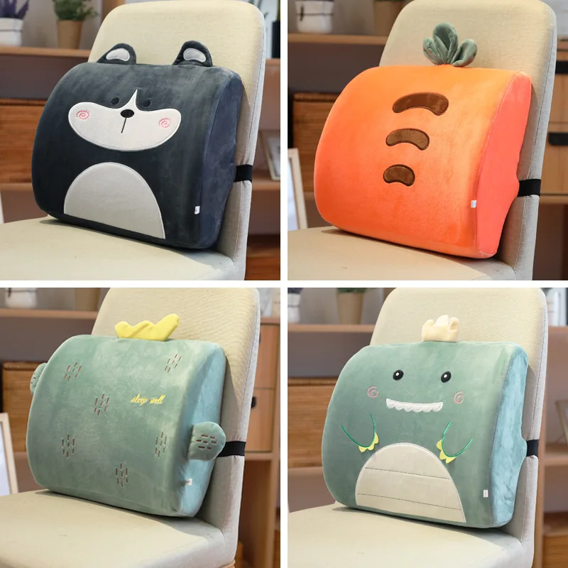 Children's Cushion Car Pillow Cotton Cushion Office Lumbar Pillow Backrest Cushion Cartoon Memory Foam Cushion Chair Backrest