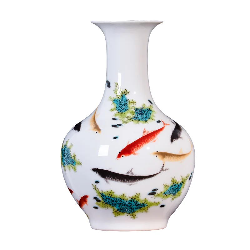 Jingdezhen-도자기 에나멜 꽃병 꽃병, 새로운 중국 스타일 거실 TV 캐비닛 장식