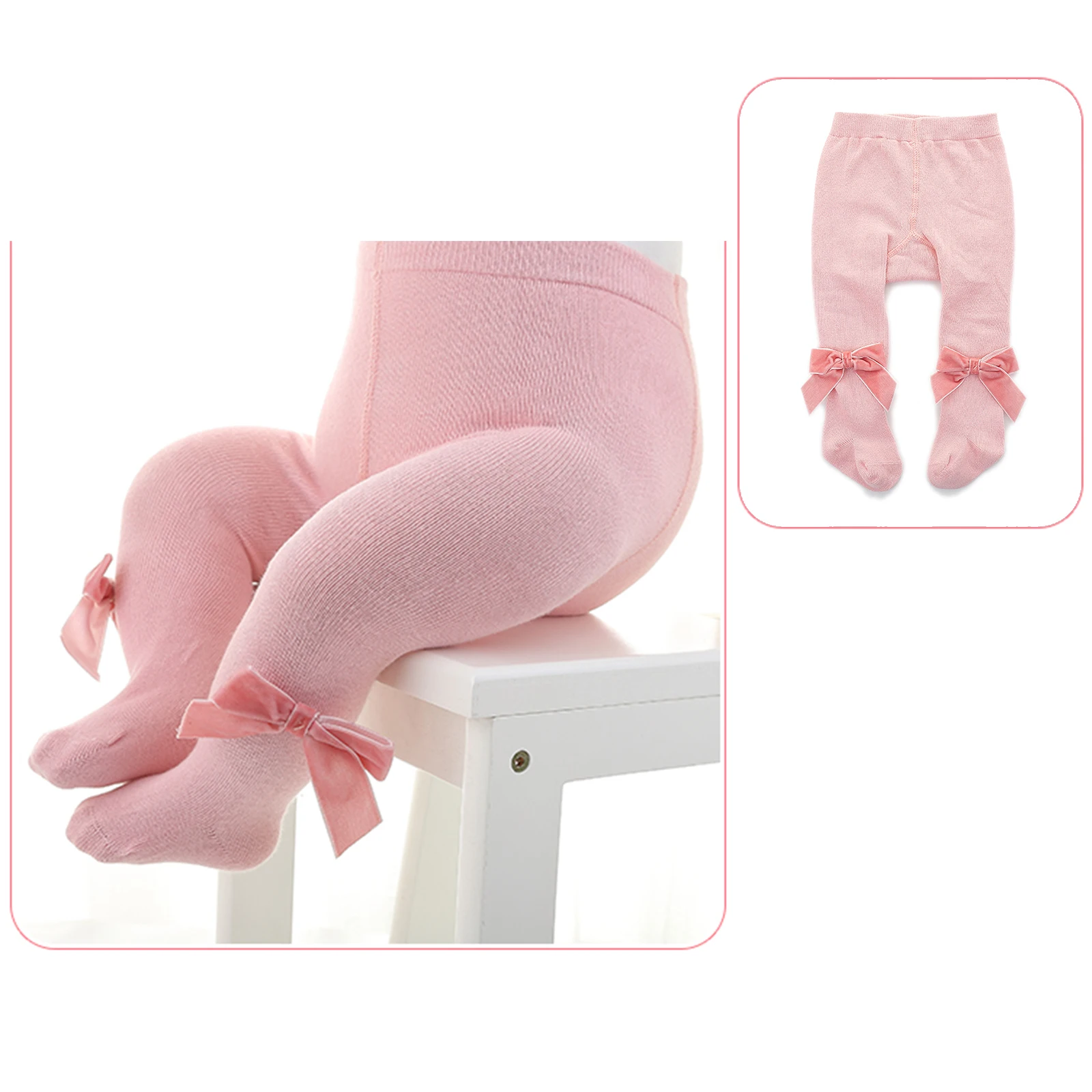 유아 유아 아기 소녀 스타킹 케이블 니트 Bowknot 스타킹 솔리드 컬러 스트레치 팬티 스타킹 레깅스 스타킹 가을 겨울 0-3Y