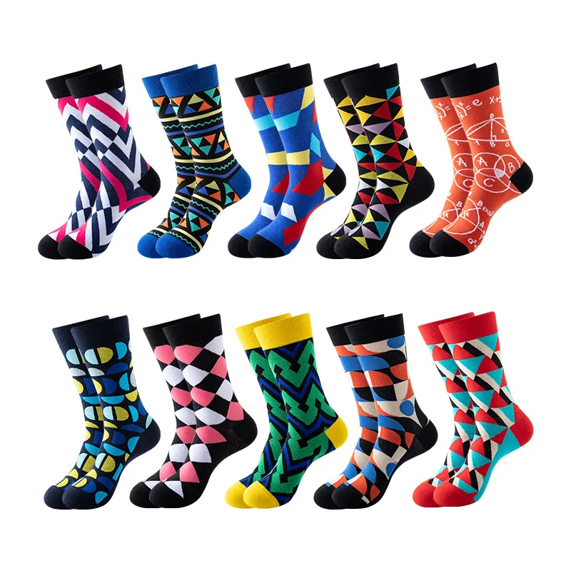 

Qisin Hot Sale Men Socks Casual Gentleman High Quality Color Puzzle Happy Socks Busuness Party Dress Cotton Socks for Men