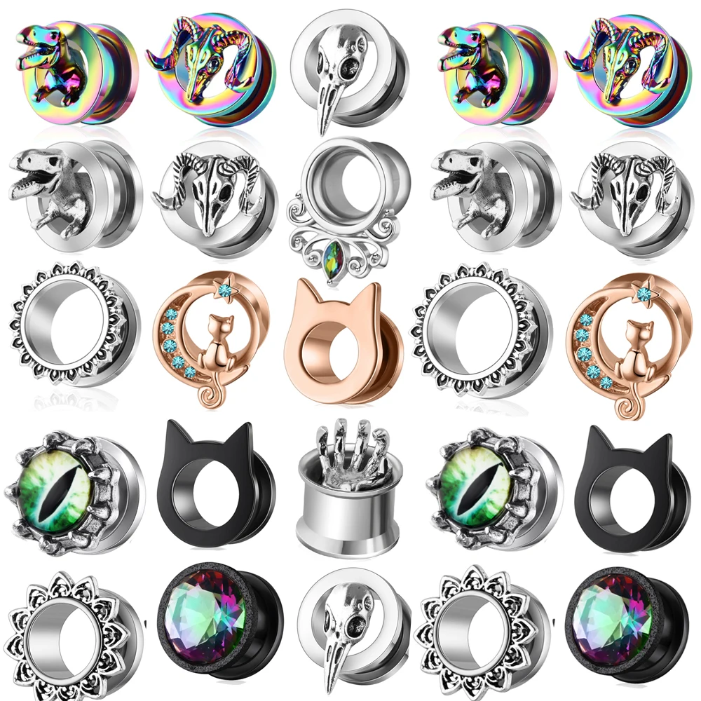 2 tapones para túneles de oreja de 6-16mm, joyería para Piercing de acero inoxidable 316L, medidores de oreja, ensanchadores de oreja, tapones y túneles expendidos