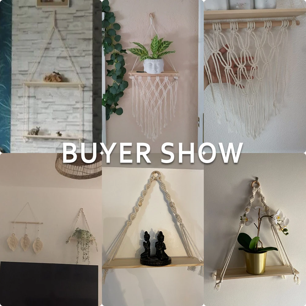 Macrame Wand Hängen Regal Boho Wohnkultur Regale Auf Wand Holz Dekoration für Schlafzimmer Wohnzimmer Kindergarten Christamas Geschenk – Detail 2