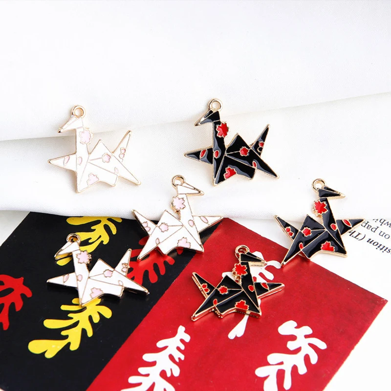 

10PCS Thousand Paper Cranes Enamel Charms Pendants Alloy Bird Charms Fit Bracelet Earrings Floating DIY Jewelry Accessories