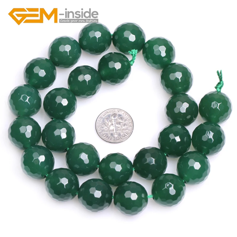 4mm-16mm Natural Round Faceted Smooth Surface Green Agates Beads Natural Stone Loose Bead For Bracelet Making Strand 15 inches