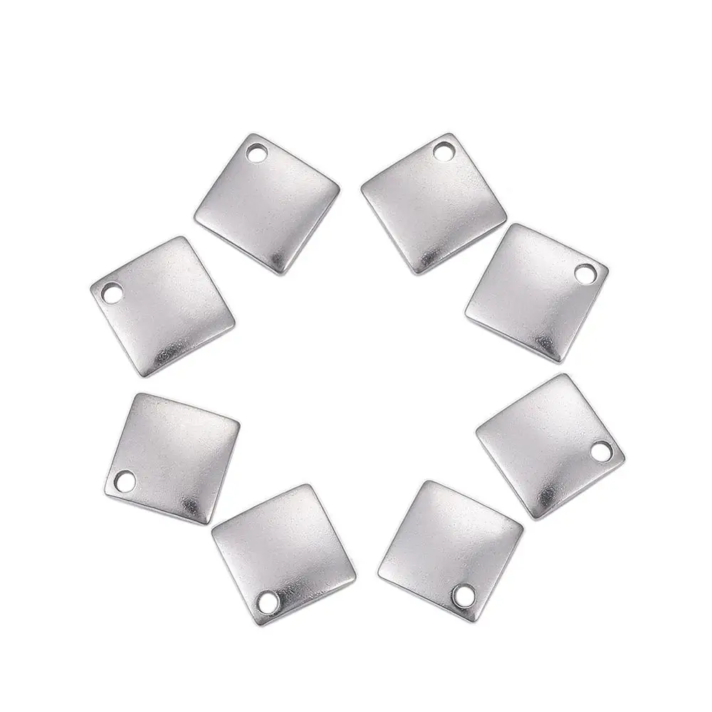 

300pcs 304 Stainless Steel Sqare Pendant Charms for Bracelet Necklace Jewelry Making 14x14x1mm