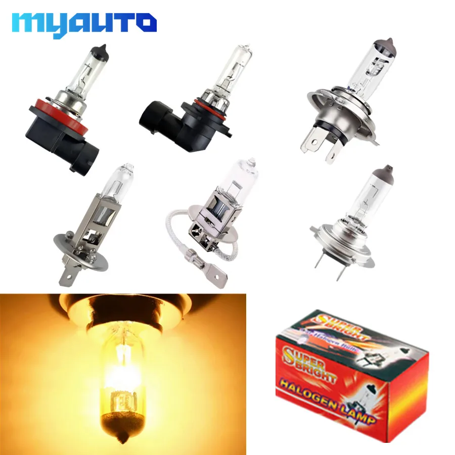 100W Car Headlight Super Bright Halogen Bulb H1 H3 H4 H7 H8 H11 9005 HB3 9006 HB4 12V 55W 4300K Clear Fog Lights Driving Lamp