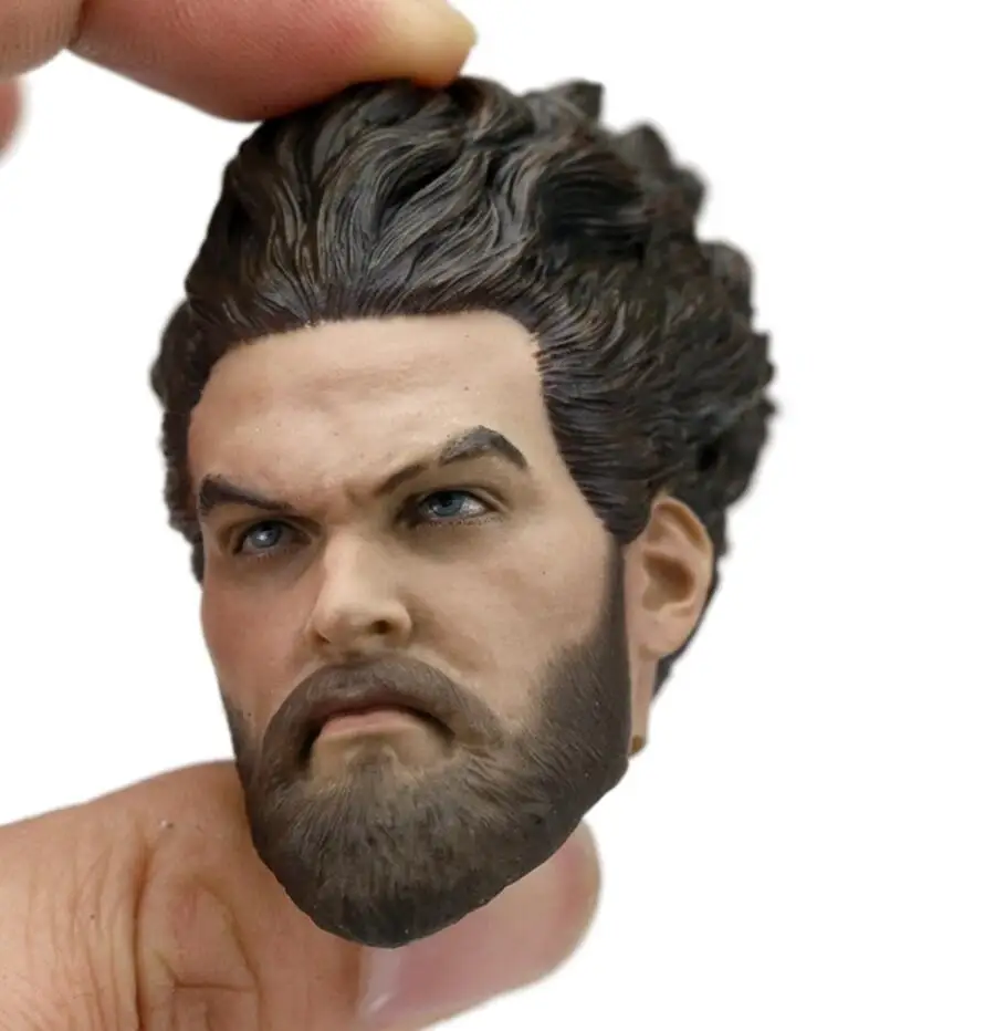 1/6 Rzeźbiony Król Morza Aquaman Jason Momoa Męski Model Głowy PVC Kręcone Włosy Pasuje Do 12-Calowej Figurki Akcji Lalki