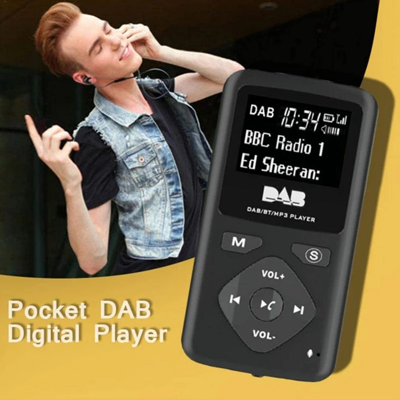 DAB/DAB Digital Radio Bluetooth 4.0 Personal Pocket FM Mini Portable Radio Earphone MP3 Micro-USB for Home
