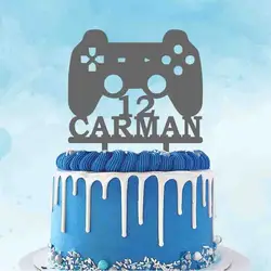 Personalized Game Cake Topper Custom Name Age Game Gamepad Cake Topper For Game Fans Birthday Cake Decoration Topper YC235