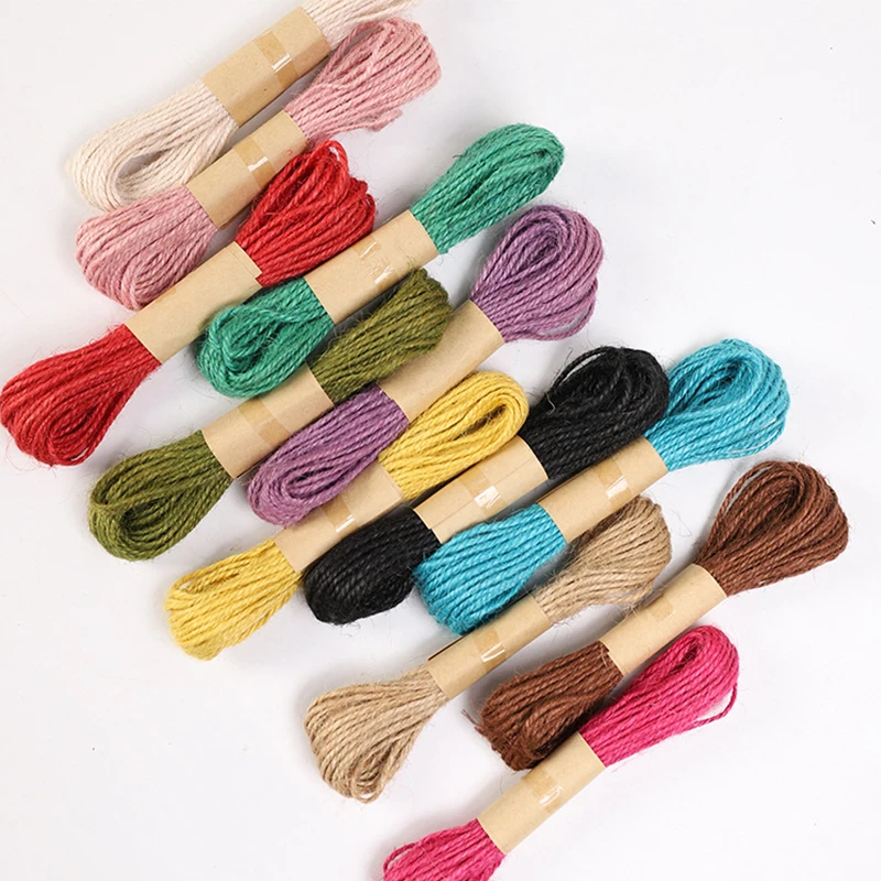 Hot sale 1package color hemp rope1mm*10m DIY Wedding Christmas decorative fine linen hand-woven retro style photo clip jute rope