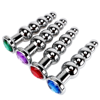 Stainless Steel Prostate Massage Butt Plug Heavy Anus Beads with 5 Balls Sex Toys for Men/ Women/Gay Metal Anal Plugs