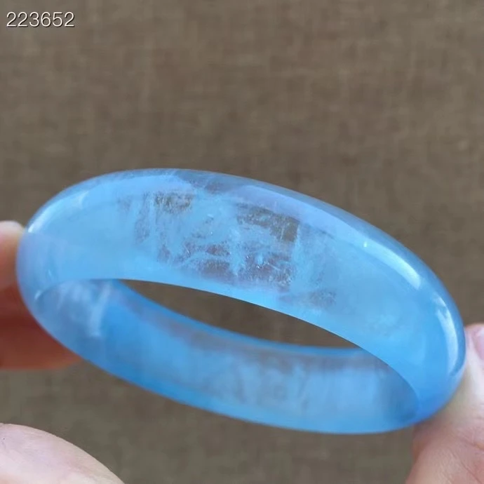 Natural Blue Aquamarine Round Bangle Brazil Crystal 57MM Bracelet Jewelry Fashion Stone For Women AAAAAA