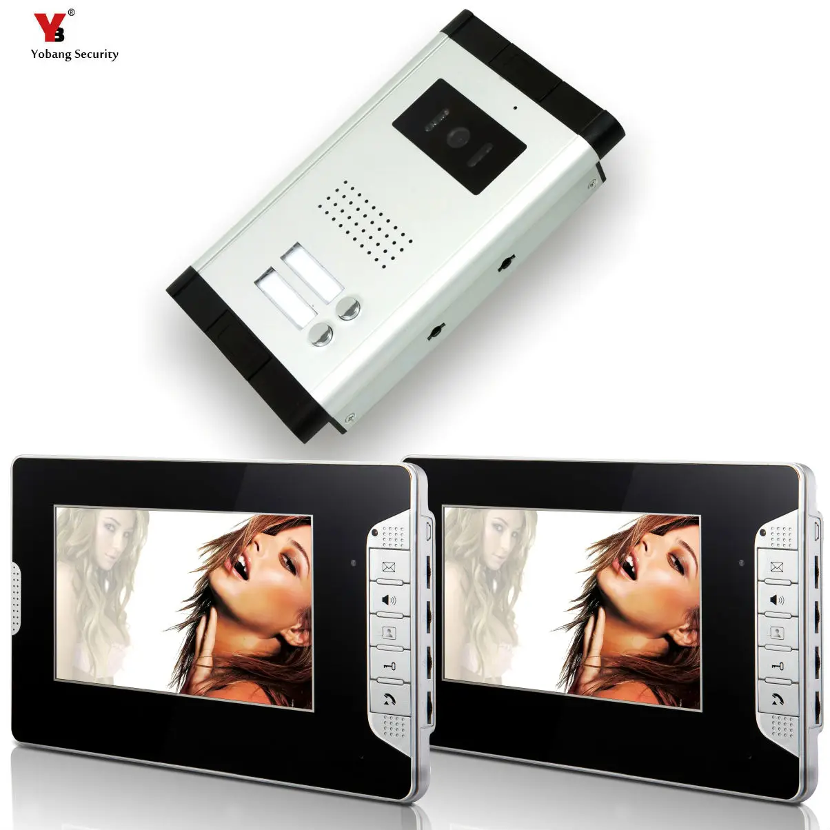 2 Apartment/Family Video Door Phone Intercom System one Doorbell Camera with 2 button 2 Monitor Wate
