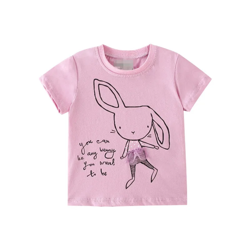 Jumping Meters Animals Applique Summer Girls T shirt Unicorn Baby Clothes Cotton Kids Tees Toddler Tops