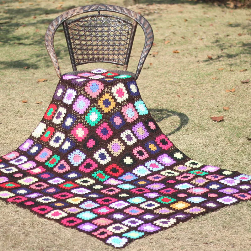 TIYIHAILEY-Hand Made Knitting Blanket with Patchwork Pattern, Warm Cotton, New Fashion, 150x120cm, Winter, Autumn, 2024