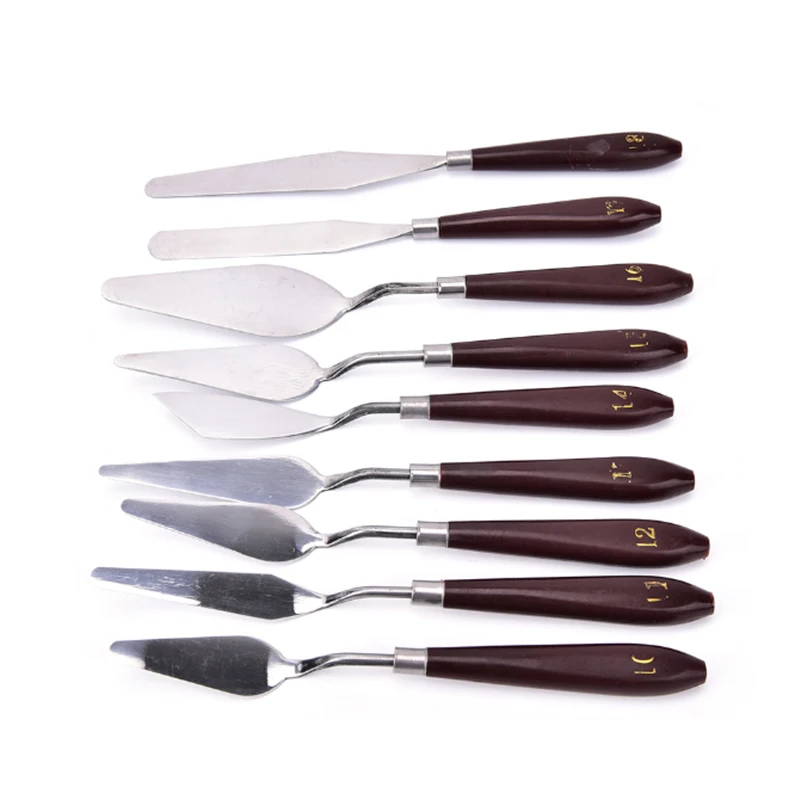 

Brown Handle Oil Painting Palette Knife 18pcs/set Painting Stainless Steel Scraper Spatula Flexible Shovel Tools Art Supplies