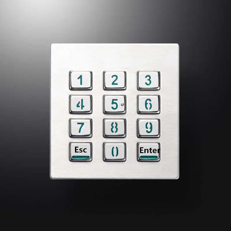 IP65 12 Keys 3x4 Stainless Steel Metal Backlit Numeric Keypad For Industrial Telephone Access Control System