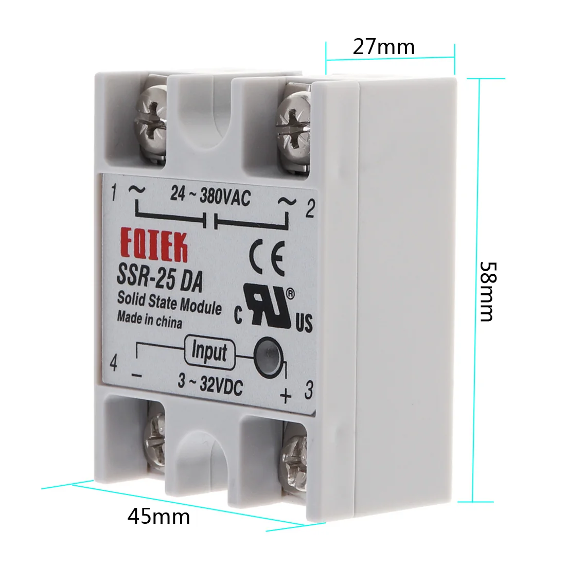 SSR-25DA relè a stato solido monofase a guscio bianco AC SSR con controllo cc senza coperchio in plastica uscita ca alta qualità