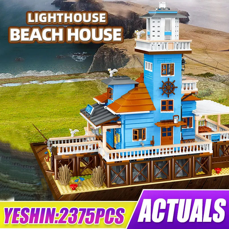 YESHIN City Street View The Lighthouse Point Set MOC Modular Building Blocks Construction Toy Children Birthday Gift