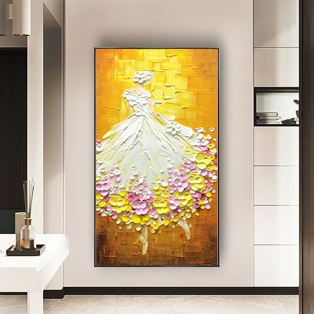 

Modern Home Wall Art Image 100%Hand-Painted Abstract Dancer Oil Paintings Ballet Artist Girl Canvas Picture Decor Living Room