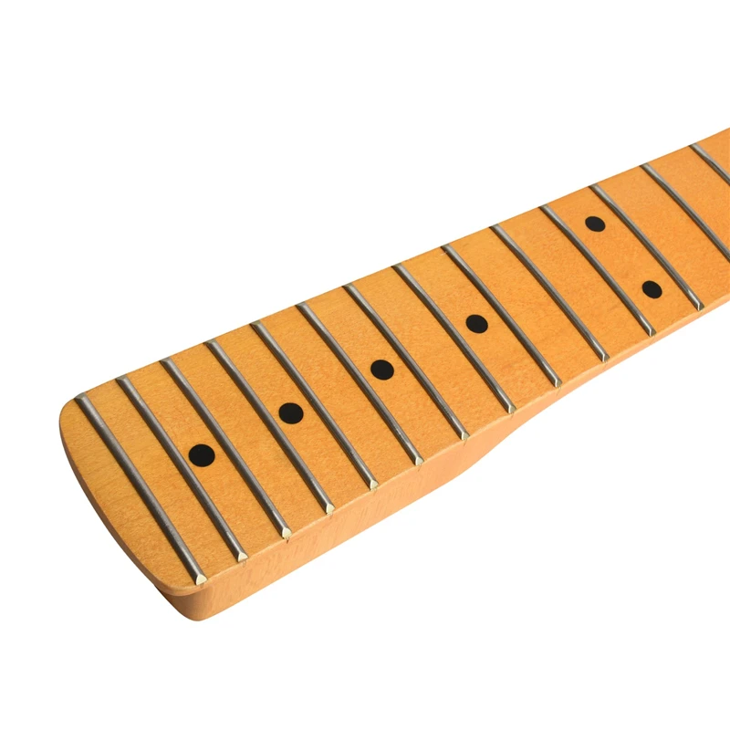 22Frets Yellow Color Natte Paint Maple Neck With Maple Fingerboard Inlay Dots For Electric Guitar Can Customized Guitar Parts