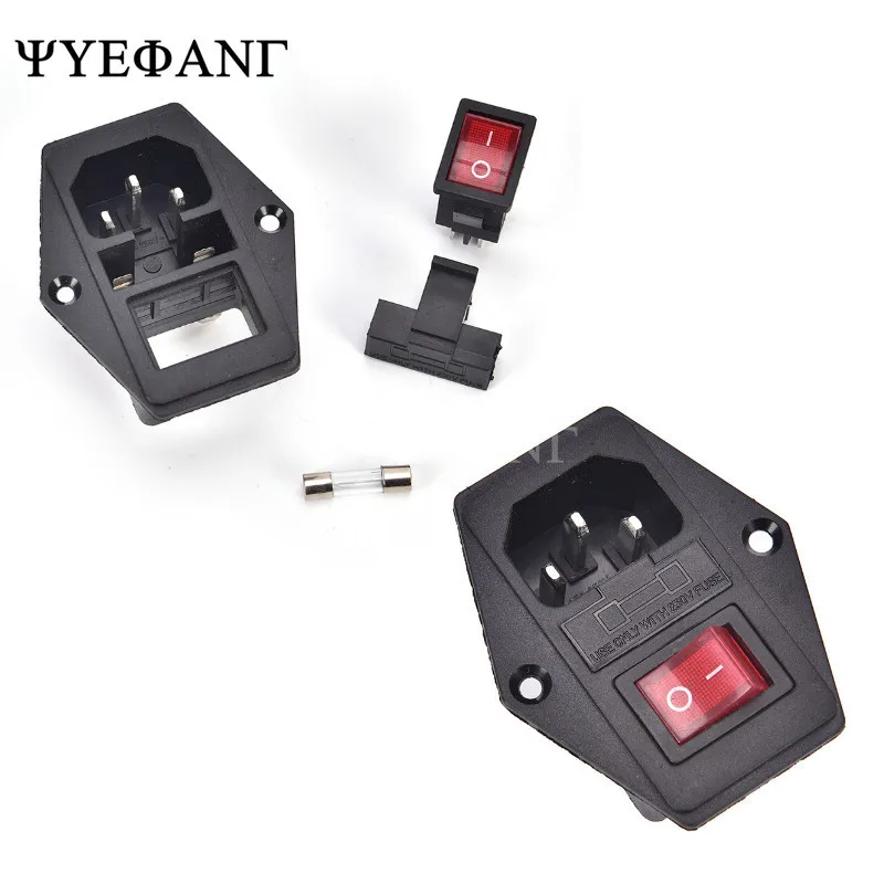 1PCS 10A 250V Male Power Socket 3 Pin IEC320 C14 Inlet Module Plug Fuse Switch