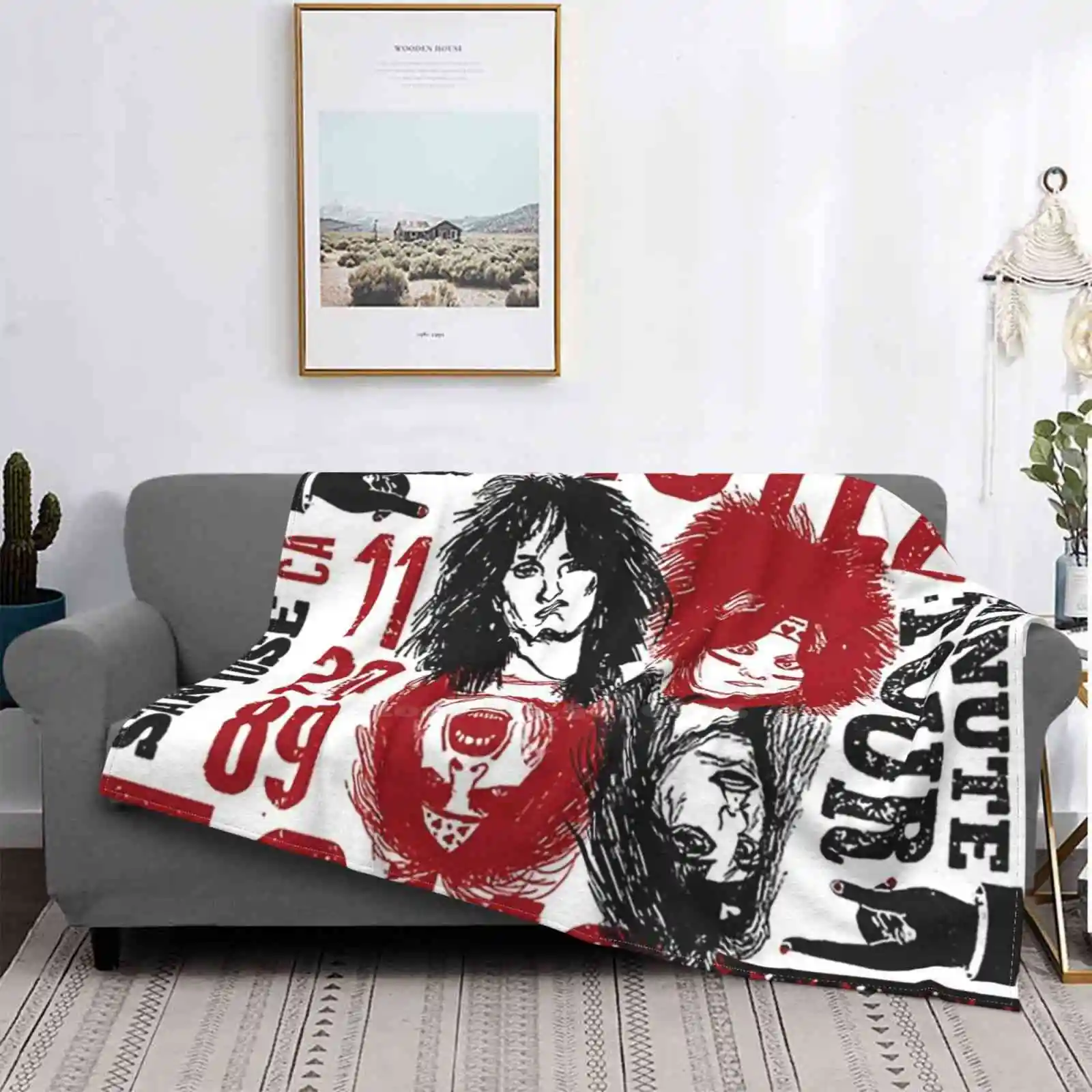 Maglietta a fascia divano da letto confortevole di alta qualità coperta morbida 80s Music Motley Band Crue Metal Vintage Heavy Metal Bands Guitar