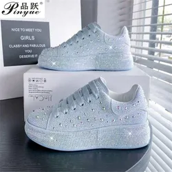 Luxury Sneakers Woman Casual Vulcanized Shoes   New Fashion Shining Thick Bottom Designer Chunky Sneakers Women Basket Femme