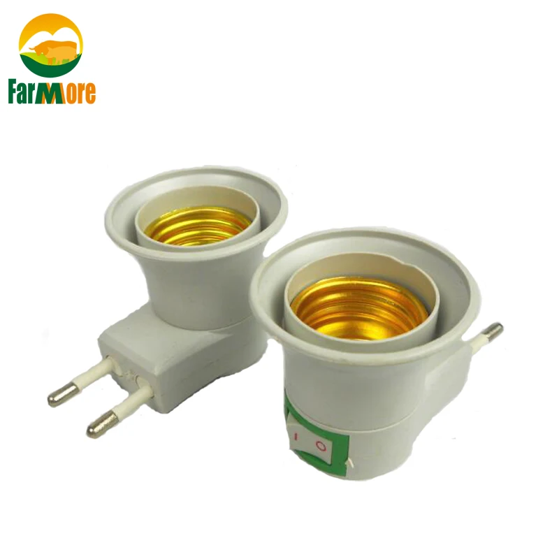 1 pcs E27 Lamp Base Plastic Light Socket to EU Plug Holder Adapter with Power Switch for Bulb