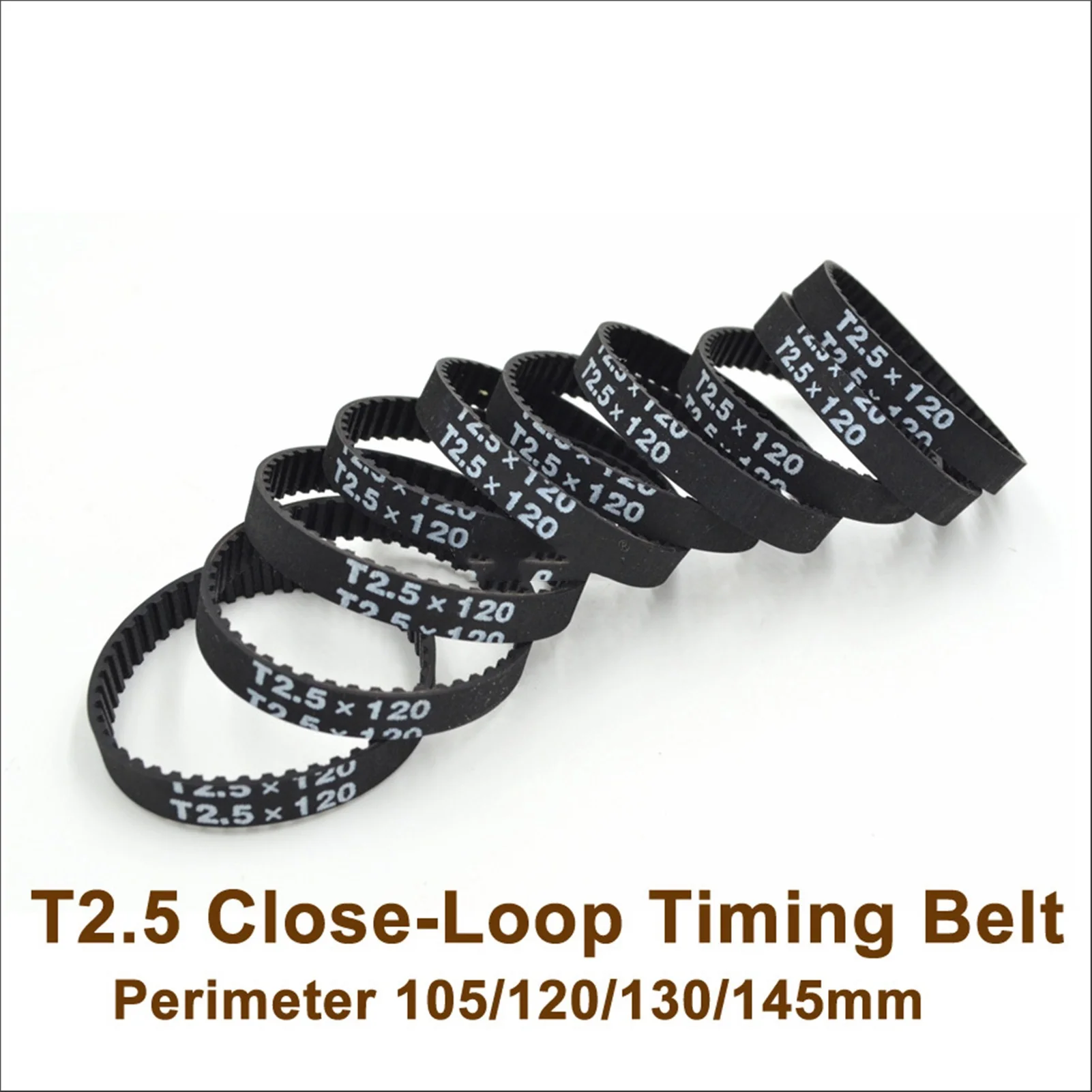 5pcs 120 T2.5 Timing Belt, Width 6mm, Perimeter 105/120/130/145mm, Teeth 42/48/52/58, T2.5 Closed-Loop Rubber Belt T2.5 Pulley