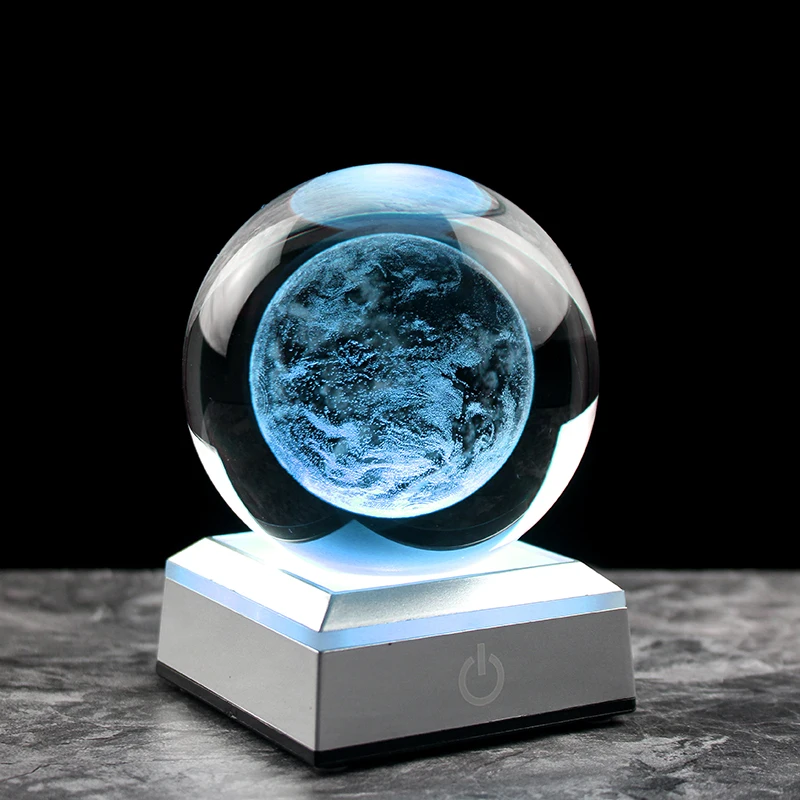 60/80MM Mars Model Glass Ball 3D Laser Engraved Miniatures Astronomy Gift Sphere Home Decor Accessories Crystal Craft Ball