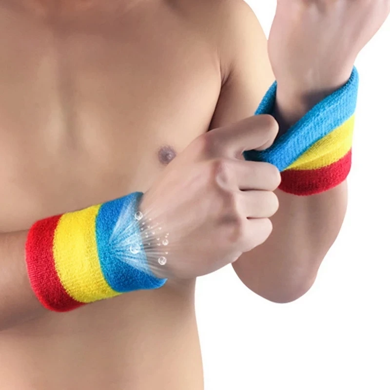 1 Piece Basketball Sports Bracelet Striped Towel Bracelet Sweat Belt Badminton Board Tennis Wrist Carpal Tunnel Support Belt