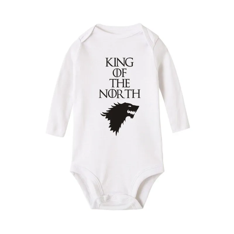 King Of The North Print Baby Clothes Cotton Long Sleeve Baby Bodysuit Newborn Boy Bodysuit Cute Boys Clothes 0-18M