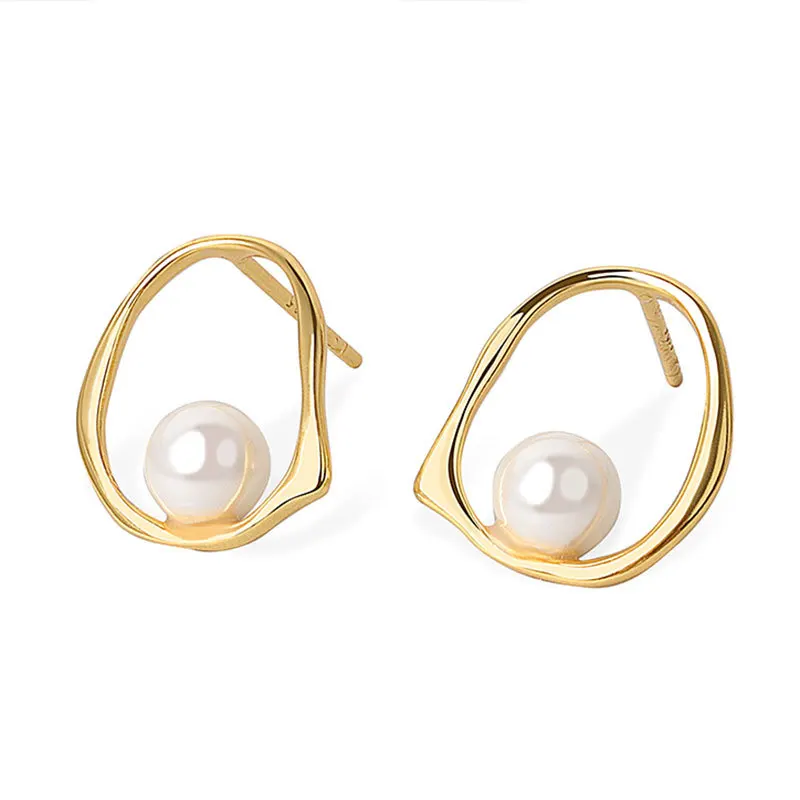 LIVVY  Silver Color Pearl Hoop Earrings Female Simple Fashion High Quality Exquisite Elegant Jewelry Accessorie