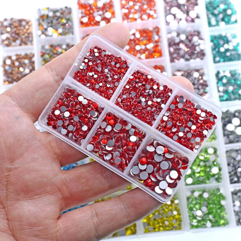 Unusual Crystal AB 1350pcs/Box Mix Sizes ss6-ss20 strass non hot fix rhinestone flat back stone glass glitters nail diamond set